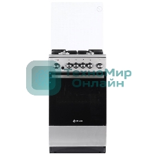 Плита комбинированная De Luxe 5040.41ГЭ (КР) ЧР-010 нержавеющая сталь, конфорок 4 шт, духовка 46 л, 50 см x 85 см x 50 см