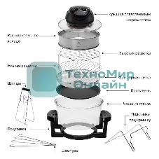 Аэрогриль RAGEX R201-000 черный, 1400 Вт, 12 л, механическое управление, 5 программ