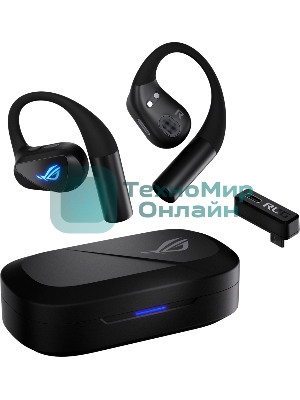 Гарнитура ASUS ROG Cetra Open Wireless Gaming Earbuds чёрный, беспроводная, радиоканал, до 16 ч, подсветка, совместимость с PS5