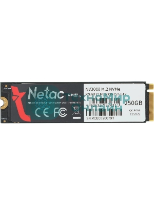 Накопитель SSD Netac NV3000, 250Gb, PCIe 3.0 x4, M.2 2280, NVMe, R/W 3000/1400