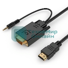 Кабель-переходник аудио-видео Premier 5-983AU HDMI (m)/VGA (m) 1.8м. черный (5-983AU 1.8)