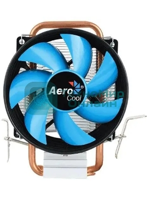Кулер для процессора Aerocool/Formula Verkho 1-3P черный/синий, 90 мм, алюминий/медь, 2300 об/мин, 27.6 дБ, 3 pin, 100 Вт, 125 мм