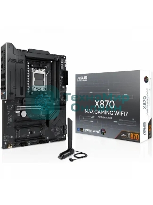 Материнская плата ASUS X870 MAX GAMING WIFI7, AM5, AMD X870, 4xDDR5, 4xSATA, 3xM.2, 1xPCIe 5.0 x16, 2xPCIe 4.0 x16, 1xPCIe x1, 1xHDMI, 2xUSB-C 40Gbps (USB4), 1xUSB-A 10Gbps, 3xUSB-A 5Gbps, 4xUSB-A 2.0, 1x2.5Gb LAN, Wi-Fi 7, Bluetooth 5.4, 3x3.5 мм, 7.1, ATX