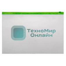 Папка на молнии ZIP Бюрократ -BPM4AGRN A4+ полипропилен 0.15мм, карман для визиток, цвет молнии зеленый