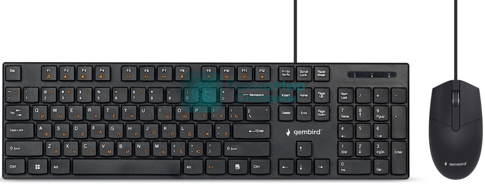 Комплект клавиатура+мышь Gembird KBS-9050L проводной, USB, 1000 DPI, чёрный