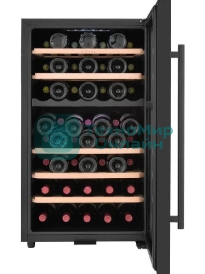 Винный шкаф ZÜGEL ZCWF521DB черный, 127 л, 2 отсека, 52 бут., класс A+