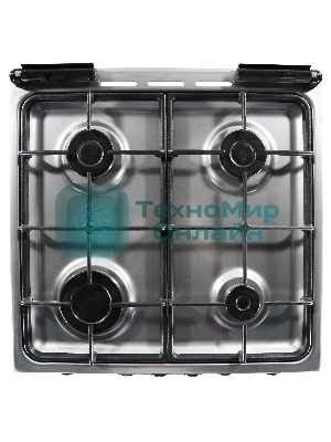 Плита комбинированная De Luxe 5040.41ГЭ (КР) ЧР-010 нержавеющая сталь, конфорок 4 шт, духовка 46 л, 50 см x 85 см x 50 см