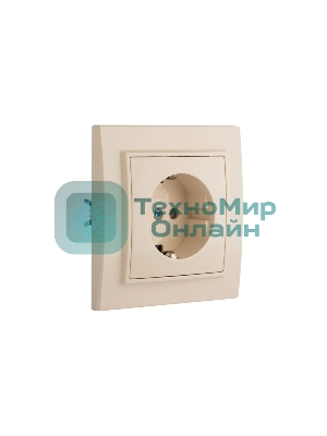 Розетка EKF Минск ERR16-028-200 1-м СП 16А IP20 с заземлением, с защитными шторками, бежевый