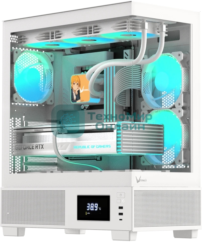 Компьютерный корпус AeroCool/Formula V Line Crystal E1 White, ATX, TYPE-C*1, USB3.0*2, Switch Display Panel