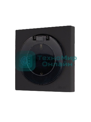 Розетка 1-м СП OSEN с заземл. с крышкой ПБТ механизм черный бархат LEZARD 743-4288-123B