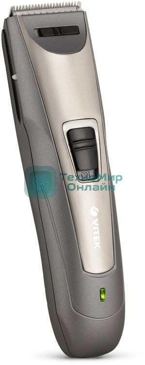 Машинка для стрижки волос Vitek VT-2572 GR Питание сеть/аккумулятор. Время автономной работы 45 мин. Время зарядки 8 ч. Индикация уровня зарядки батареи. Максимальная длина стрижки 30 мм. Материал лезвий высококачественная сталь. Минимальная длина стрижки 1 мм. Способ регулировки длины регулятором и сменой насадок. Функция филировки. 2 насадки. Число установок длины 11. Подставка для зарядки. Низкий уровень вибрации и шума.