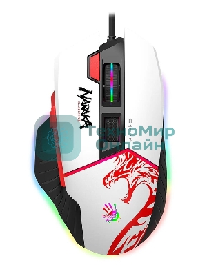 Мышь проводная A4Tech Bloody W95 Max Naraka белый/рисунок, оптическая, 12000 dpi, USB, кнопки - 6