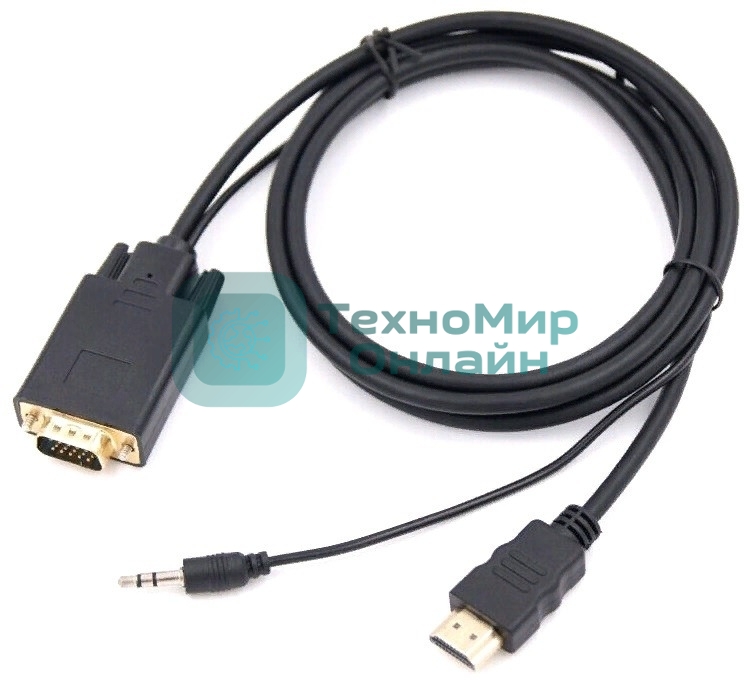 Кабель-переходник аудио-видео Premier 5-983AU HDMI (m)/VGA (m) 1.8м. черный (5-983AU 1.8)