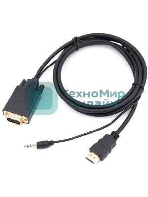 Кабель-переходник аудио-видео Premier 5-983AU HDMI (m)/VGA (m) 1.8м. черный (5-983AU 1.8)