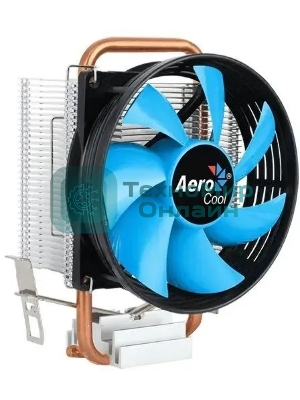Кулер для процессора Aerocool/Formula Verkho 1-3P черный/синий, 90 мм, алюминий/медь, 2300 об/мин, 27.6 дБ, 3 pin, 100 Вт, 125 мм