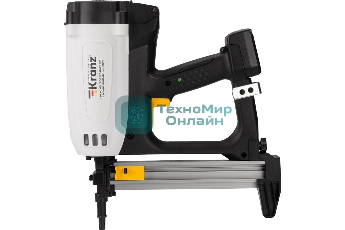 Пистолет гвоздезабивной газовый монтажный Kranz GN95, 95Дж, длина гвоздей 15-40мм, диаметр 2,7-3мм