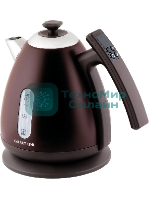 Чайник электрический Galaxy Line GL 0343, горький шоколад, металл, 2200 Вт, 1.7 л