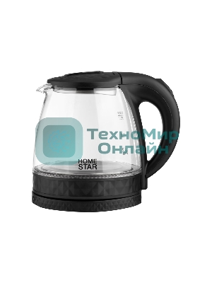 Чайник электрический Homestar HS-1053 1.2 л, стекло/пластик, черный