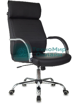 Кресло руководителя Бюрократ T-8010SL/BLACK черный, искусственная кожа, крестовина хром