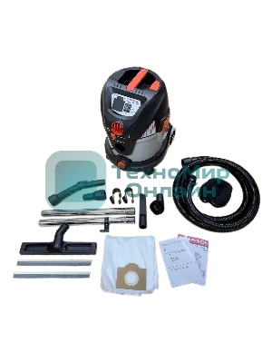 Строительный пылесос ИНТЕРСКОЛ PU-20/1400P серый, 230/1400 Вт, уборка сухая/сбор воды/выдув, пылесборник мешок/контейнер, 20 л