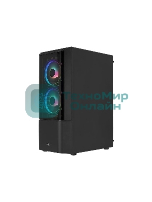 Компьютерный корпус MidTower Aerocool/Formula Quantum-G-BK-v2 черный без Б/п, ATX 3FRGb Fan on front panel