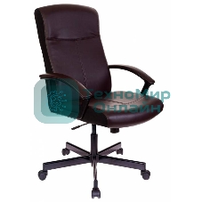 Кресло Бюрократ DOMINUS-BR коричневый/черный, экокожа