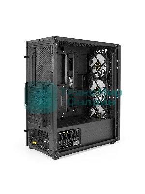 Компьютерный корпус Miditower ExeGate EVO-9202-EVO800 (ATX, БП EVO800RGb с вент. 12 см, с окном, 1*USB+1*USB 3.0, аудио, черный, 3 вент. 12см с RGb подсветкой)