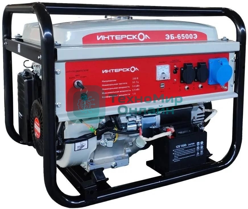 Электрогенератор бензиновый Интерскол ЭБ-6500Э, 5.5 кВт, 90 дБ, 93 кг