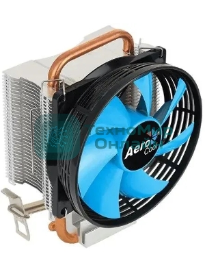 Кулер для процессора Aerocool/Formula Verkho 1-3P черный/синий, 90 мм, алюминий/медь, 2300 об/мин, 27.6 дБ, 3 pin, 100 Вт, 125 мм