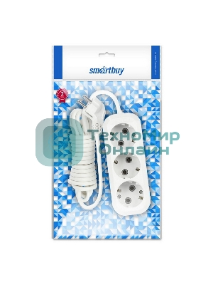 Удлинитель Smartbuy (SBE-16-3-1.5-Z) 3 гнз х 1,5 м (16А/3.5 кВт, ПВС 3х1.0)