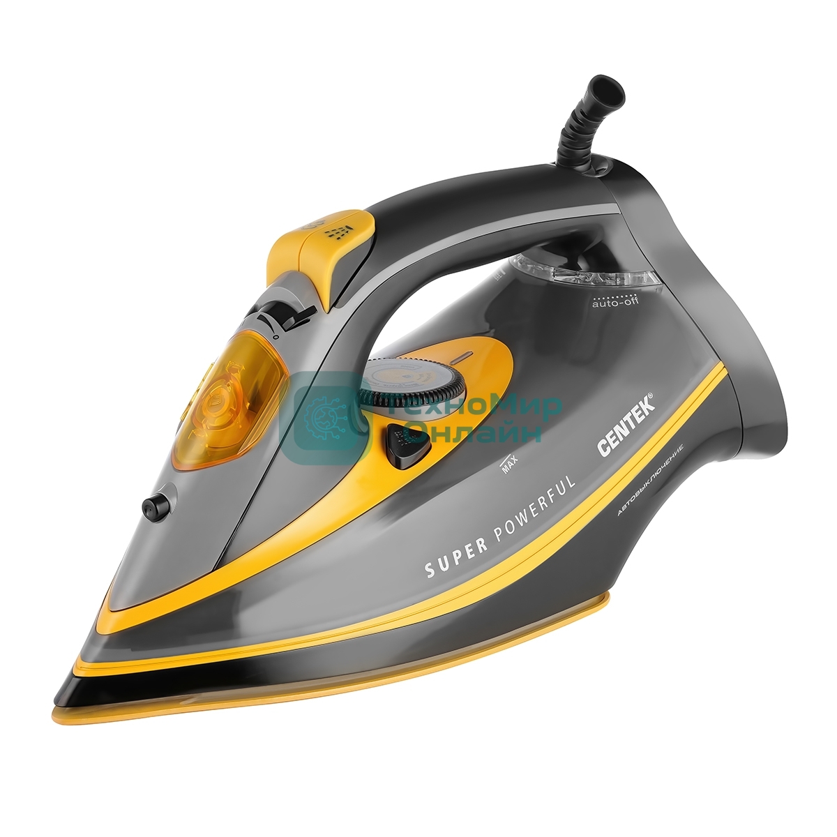 Утюг Centek CT-2358 желтый/черный, 3000 Вт, 50 г/мин, 190 г/мин, 380 мл