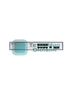 Коммутатор Managed L2 Switch 8x1000Base-T PoE, 2x1000Base-X SFP, PoE Budget 135W, RJ45 Console, 19