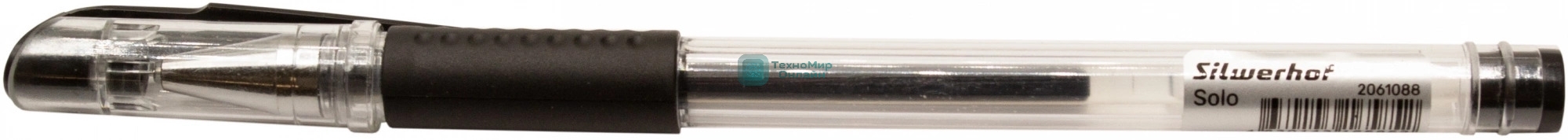 Ручка гелевая Silwerhof Eco Solo, d=0.5мм, черные чернила, сменный стержень, игловидный пишущий наконечник, линия 0.5мм