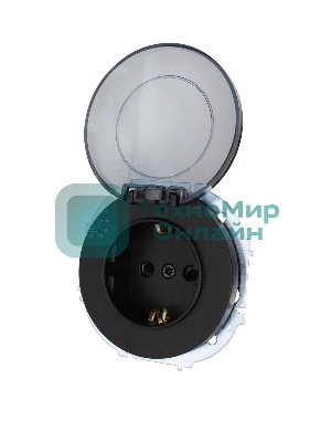 Розетка 1-м СП OSEN с заземл. с крышкой ПБТ механизм черный бархат LEZARD 743-4288-123B