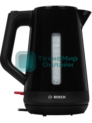 Электрочайник Bosch TWK1M123 черный, 1.7 л, 2400 Вт, скрытый нагревательный элемент