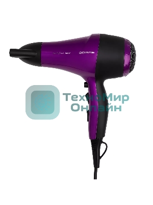 Фен Polaris PHD 2077i фиолетовый/черный, 2000 Вт, компактный, ионизация