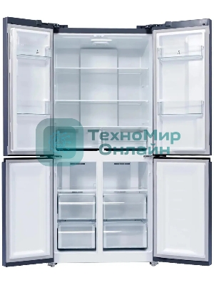 Холодильник LEX LCD450BmID синий металлик трехкамерный 288/129л морозилка снизу, No Frost, Side-by-Side