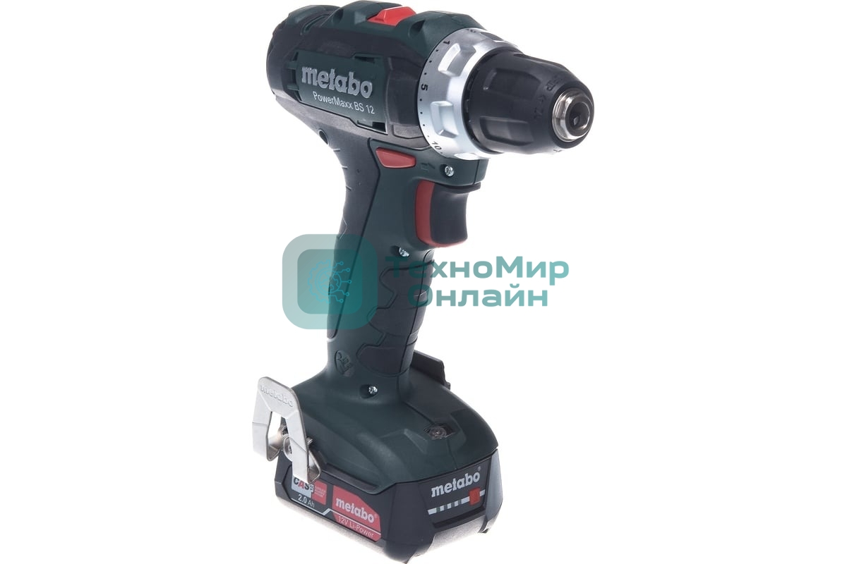 Дрель-шуруповерт Metabo PowerMaxx BS 12 6010365000, 12 В, 2 Ач, 40 Нм, щеточный