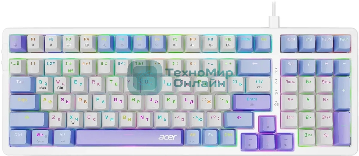 Клавиатура проводная Acer OKW304 (ZL.KBDCC.01V), USB, белый