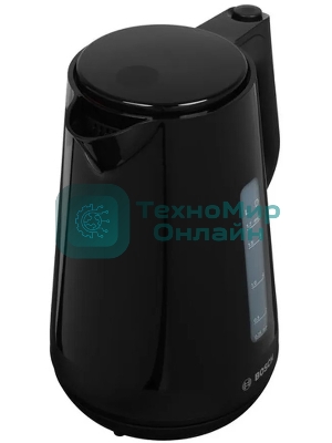 Электрочайник Bosch TWK1M123 черный, 1.7 л, 2400 Вт, скрытый нагревательный элемент