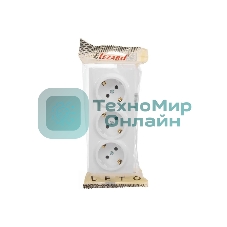 Розетка 3-мест. с заземл. LEZARD LETO 752-0200-127BUP закрытый корпус ПБТ белый