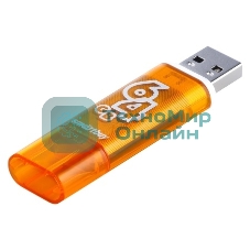 Флешка USB Smartbuy Glossy series Orange (SB64GbGS-Or), 64Gb, USB 2.0, R/W 25/15, оранжевый