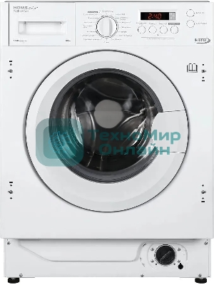 Встраиваемая стиральная машина HOMSair WMB1486WH белый, загрузка фронтальная 8 кг, 6 кг - сушка, 1400 об/мин, класс: A