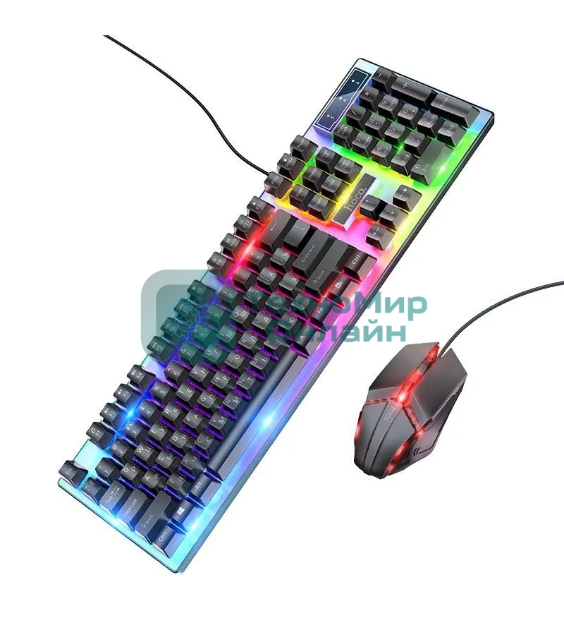 Комплект клавиатура+мышь Hoco GM18 Luminous проводной, USB, 1200 DPI, чёрный