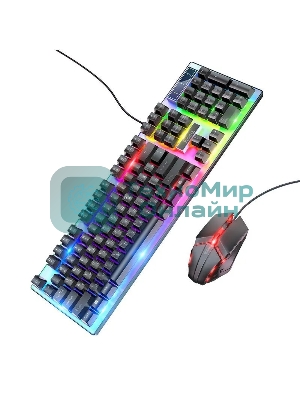 Комплект клавиатура+мышь Hoco GM18 Luminous проводной, USB, 1200 DPI, чёрный