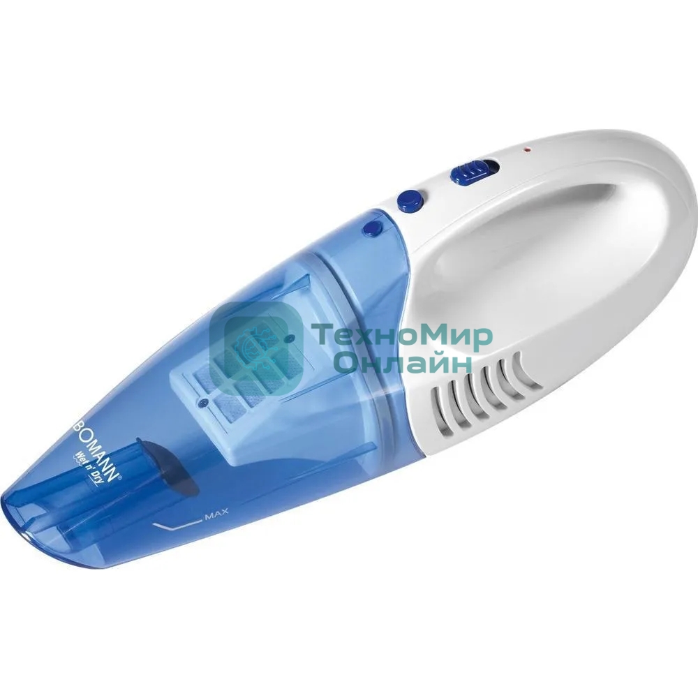 Пылесос ручной Clatronic AKS 828 белый/синий, 400/1400 Вт, уборка сухая, пылесборник контейнер 0.5 л