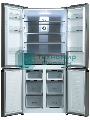 Холодильник Бирюса CD 496 TWG текстурированное белое стекло трехкамерный 334/162л морозилка снизу, NoFrost, Side by Side