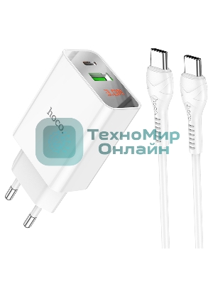 Сетевое зарядное устройство HOCO (6931474769824) C100Aaa 1USB+1Type-C 3.0A QC3.0 PD 20W, белый