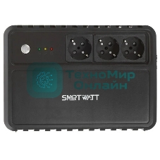 Источник бесперебойного питания SMARTWATT UPS SAFE 1000 черный, 1000/600 ВА/Вт, линейно-интерактивный, напольный, LED индикация, Shuko CEE7/4 - 3 шт.