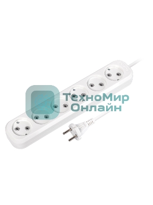 Удлинитель Smartbuy, 6 гнезд 10 метров 10А/2,2 кВт без заземления ПВС 2х1,0 (SBE-10-6-10-N)